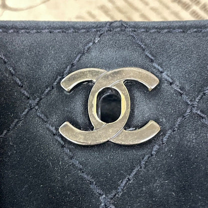Chanel Quilted Suede Hand Bag Turnlock Black — view 10