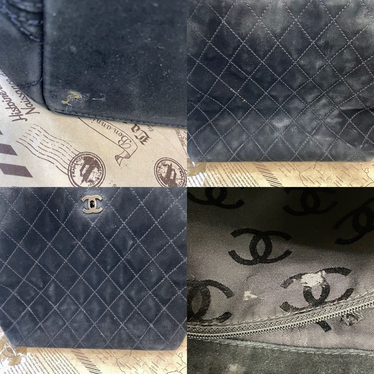 Chanel Quilted Suede Hand Bag Turnlock Black — view 13