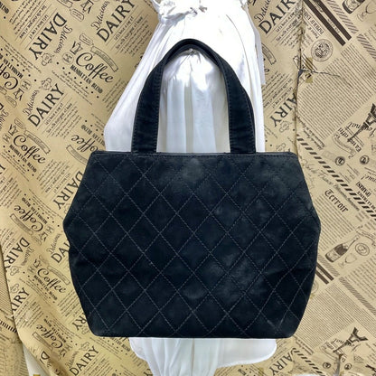 Chanel Quilted Suede Hand Bag Turnlock Black — view 2