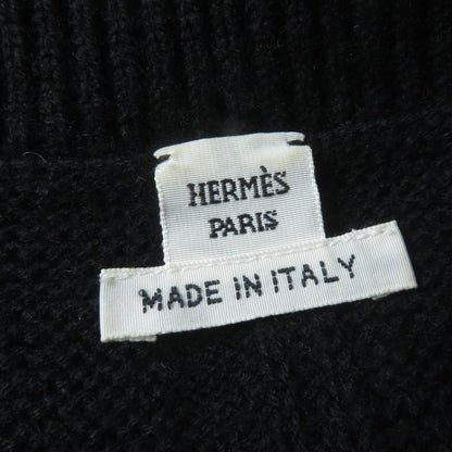Hermes 20AW 100% Wool H Motif Long Sleeve Knit Top Black 38 Made In Italy