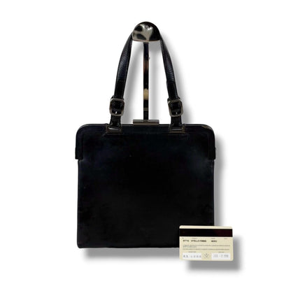 Prada Purse Top Handle Handbag Leather Black Nero — view 12