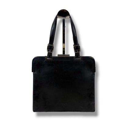 Prada Purse Top Handle Handbag Leather Black Nero — view 2