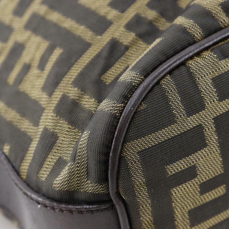 Fendi Zucca One Shoulder Nylon Canvas Brown Women Shoulder Bag