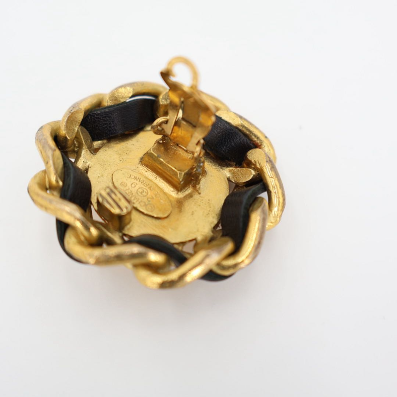 Chanel Coco Mark 29 Brooch GP And Leather Gold Scratch Scuff