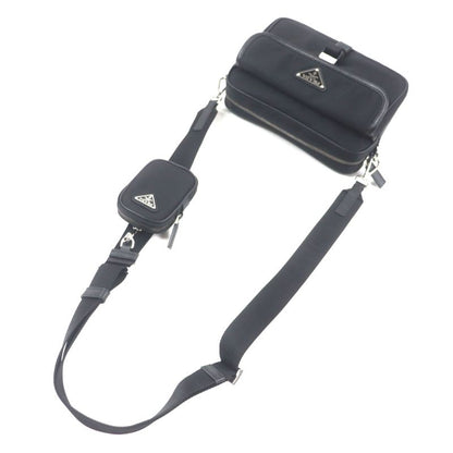 Prada 2vh133 Re-nylon Nylon Saffiano Leather Triangle Logo Triangle Plate