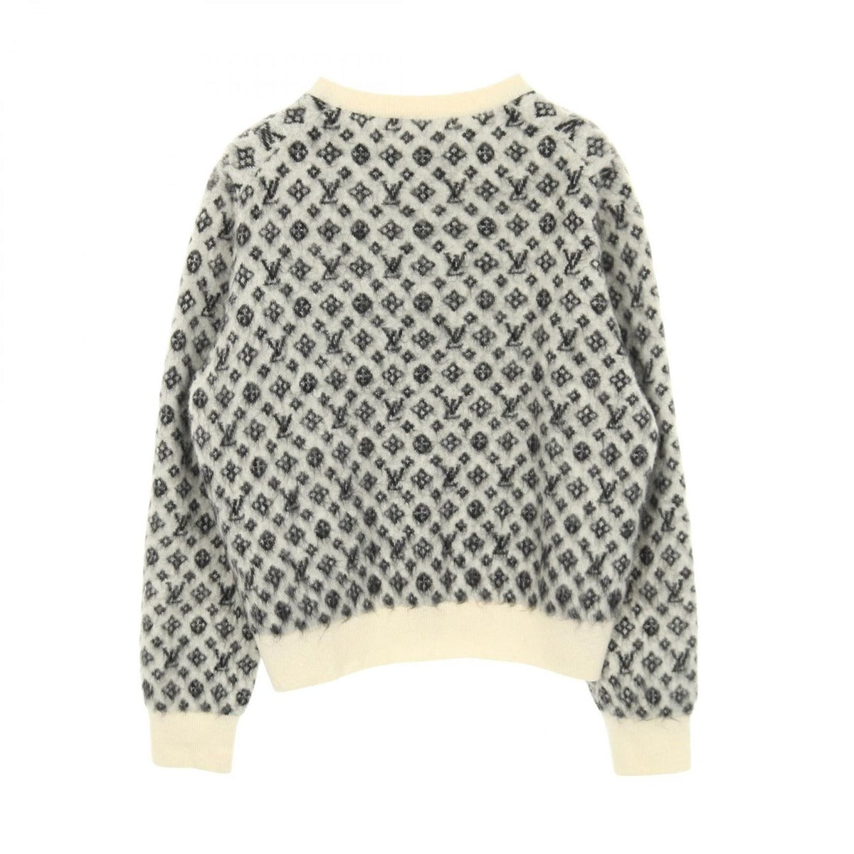 Louis Vuitton Cardigan Monogram Brushed Wool Ivory Black Gray — view 2