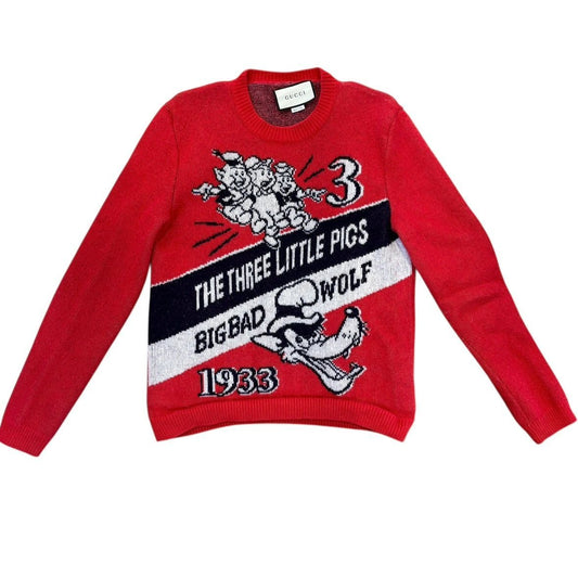 Gucci Knit Sweater S Disney the Three Little Pigs & Big Bad Wolf