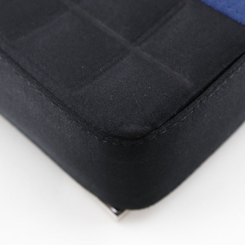 Chanel Chocobar Chain Shoulder A17829 Satin Blue Ladies Shoulder Bag