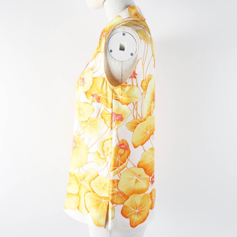 Hermes Vintage Les Capucines Golden Lotus Flower 100% Silk Margiela Period