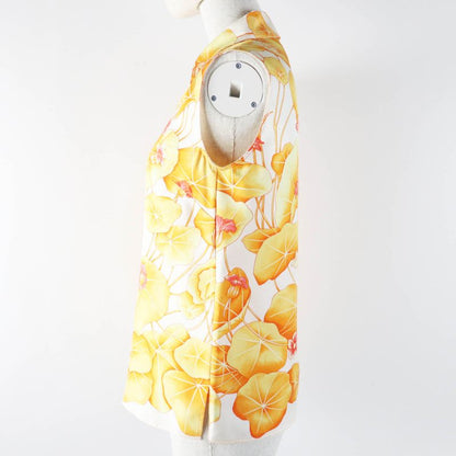 Hermes Vintage Les Capucines Golden Lotus Flower 100% Silk Margiela Period