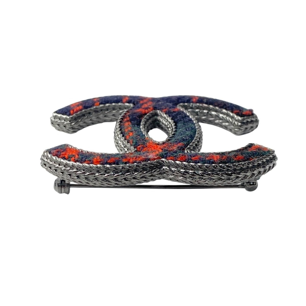 Chanel CC Logo Tweed Brooch — view 5