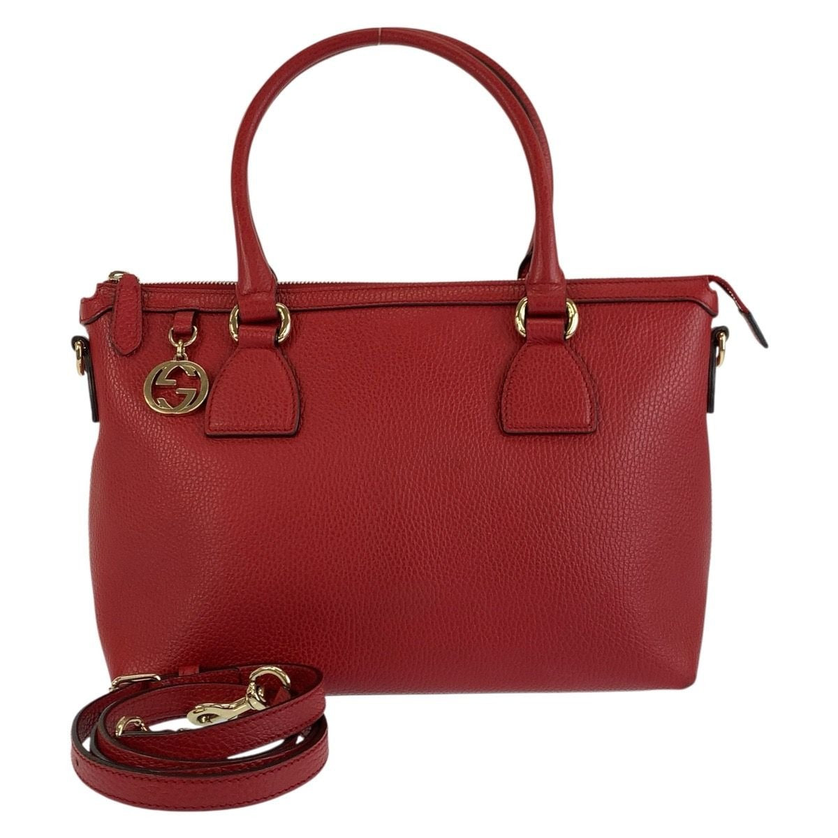 Gucci Interlocking Red Gold Leather Tote