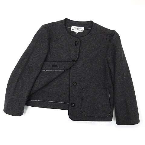 Saint Laurent Yves Rive Gauche Wool Felt Collarless Jacket Charcoal Grey-m