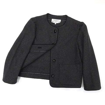 Saint Laurent Yves Rive Gauche Wool Felt Collarless Jacket Charcoal Grey-m