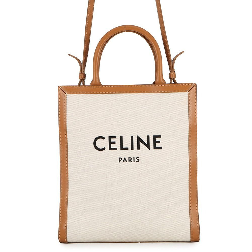 Celine Tote Vertical Cover Small 2-Way Shoulder Bag Natural Tan
