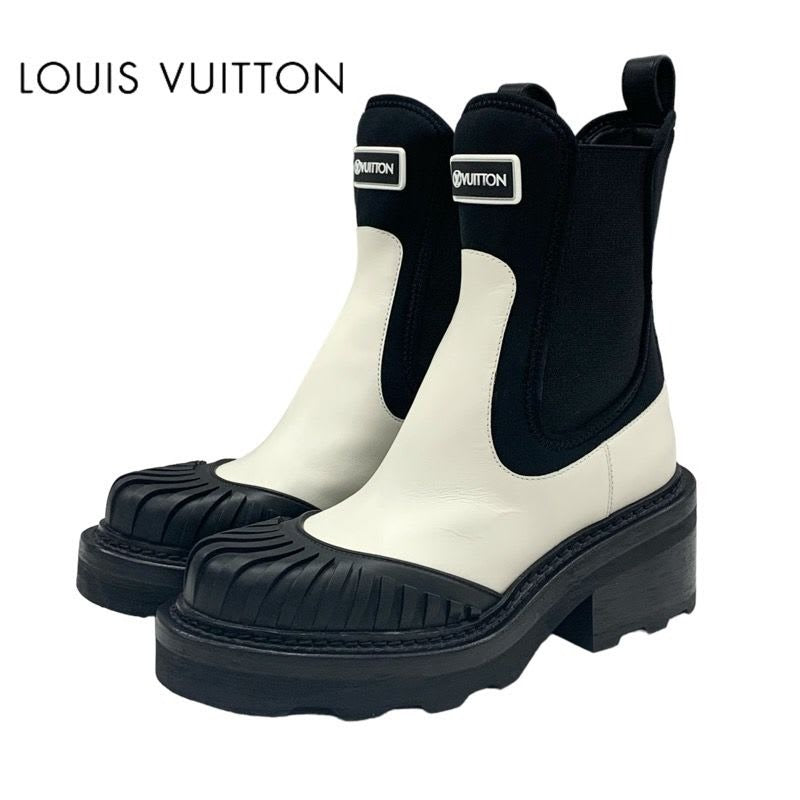 Louis Vuitton Bobur Line Boots Short Shoes Leather Fabric White Black