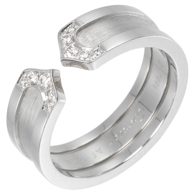 Cartier 2C 18kwhite Gold And Diamonds #16 Ladies 8.5g Ring
