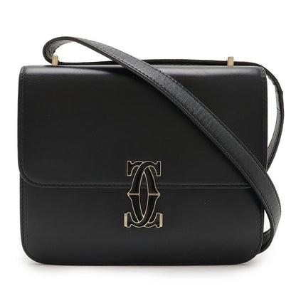 Cartier C De Shoulder Bag Mini Pochette Crossbody Calfskin Black