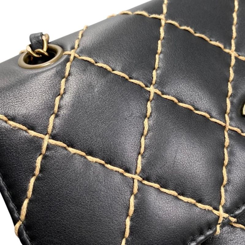 Chanel Shoulder Bag Wildstitch Line 14687 Matelasse Coco Mark Calf Leather