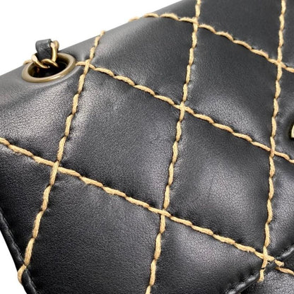 Chanel Shoulder Bag Wildstitch Line 14687 Matelasse Coco Mark Calf Leather