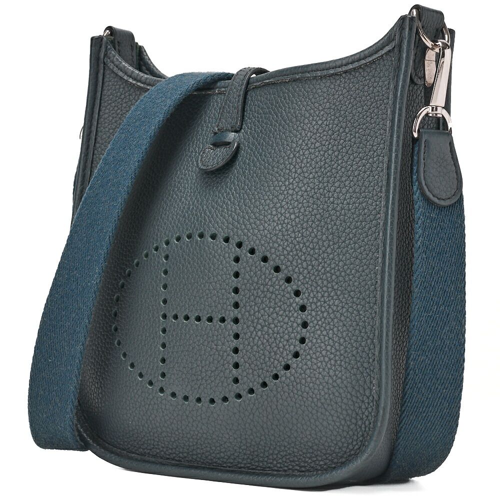 Hermes Evelyn TPM Shoulder Bag Taurillon Clemence Blue Orage (silver Hardware)