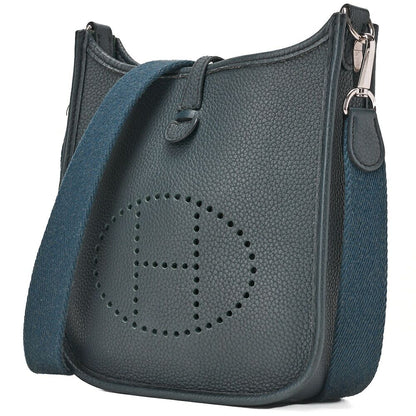 Hermes Evelyn TPM Shoulder Bag Taurillon Clemence Blue Orage (silver Hardware)