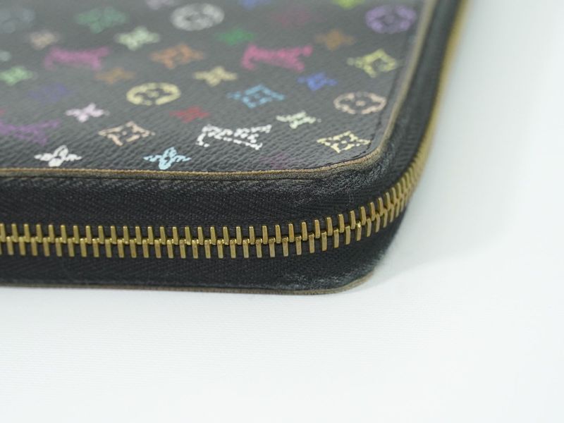 Authentic Louis Vuitton LV Zippy Wallet Monogram Multicolor Long Wallet Noir