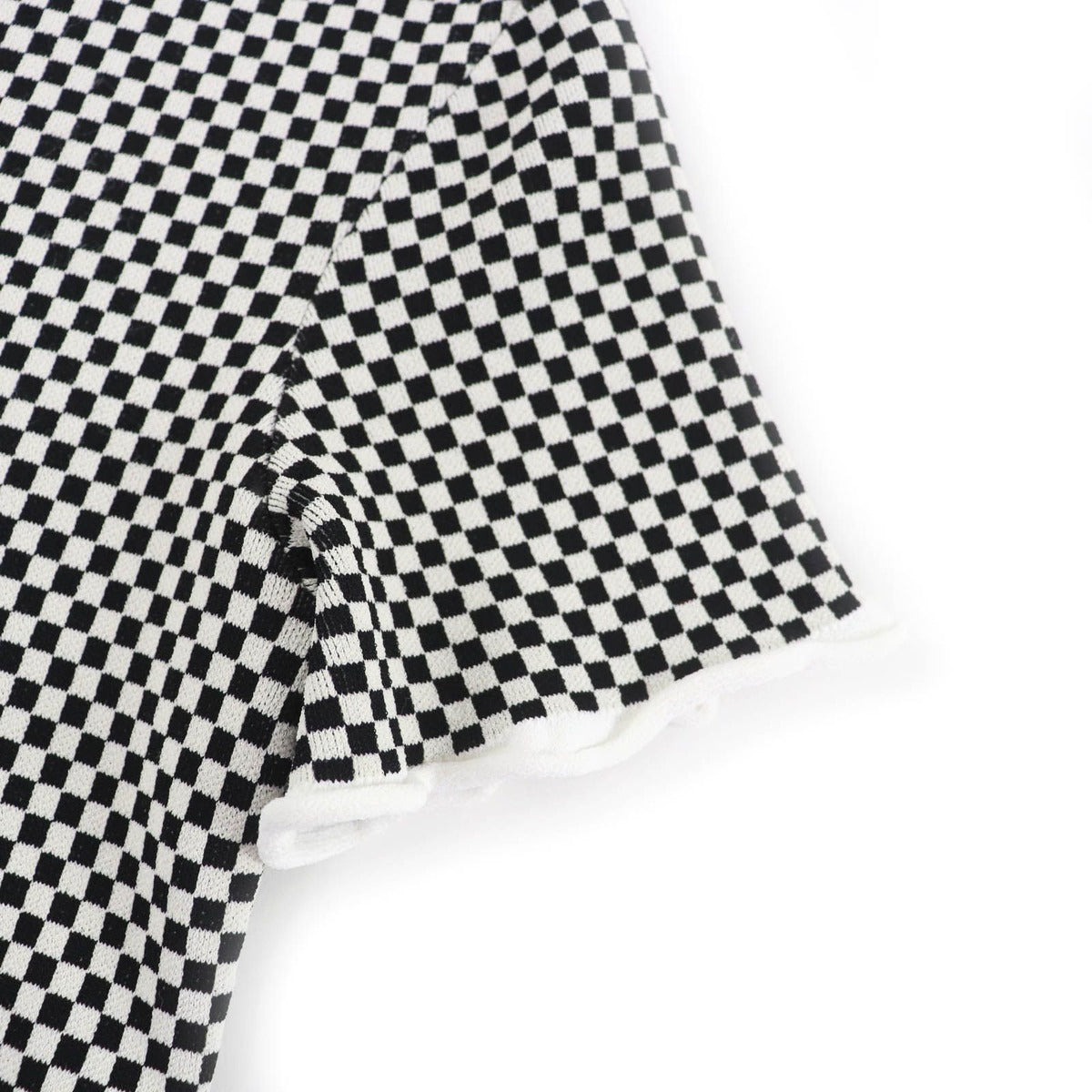Louis Vuitton Rubber Logo Patch Short Sleeve Micro Check Mini Dress Black — view 5