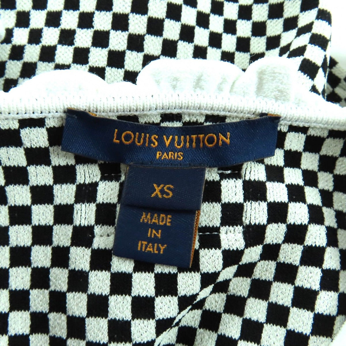 Louis Vuitton Rubber Logo Patch Short Sleeve Micro Check Mini Dress Black — view 7
