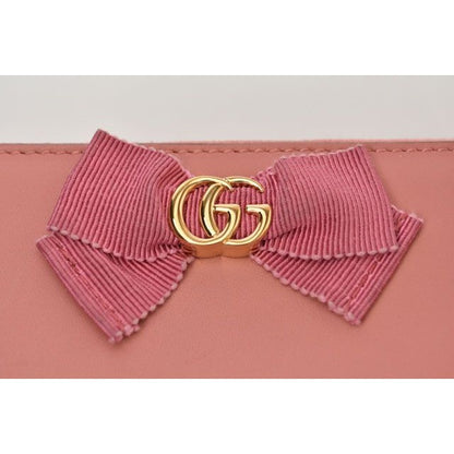 Gucci Long Wallet Round Zipper GG Marmont Ribbon Pink — view 8