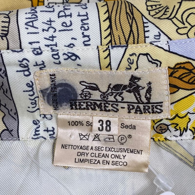 Hermes Shirt Long Sleeves Silk Mont Sainct Michel Mont Saint Michel Multicolor