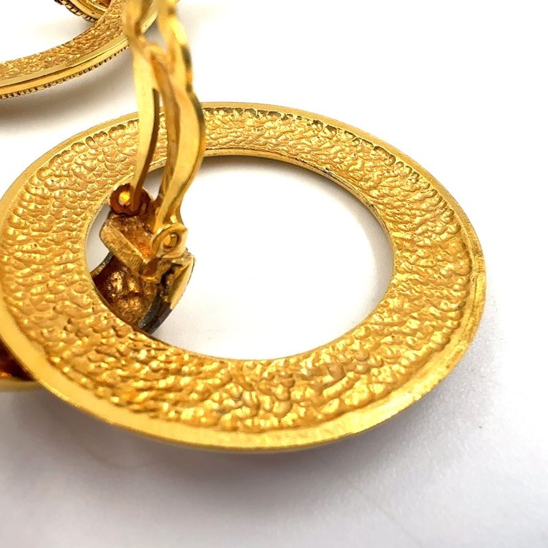 Chanel Logo Circle GP Gold Earrings Gold