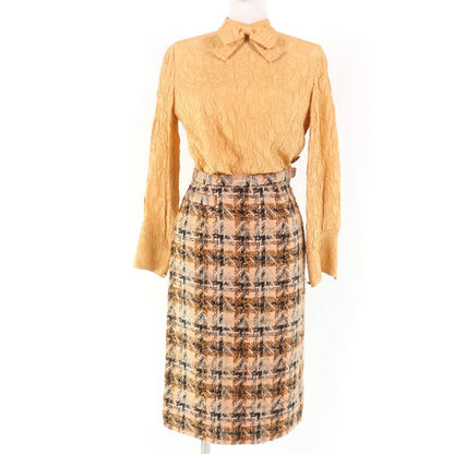 CHANEL Vintage Tweed Jacket Long-sleeved Top And Skirt 3-piece Set-up