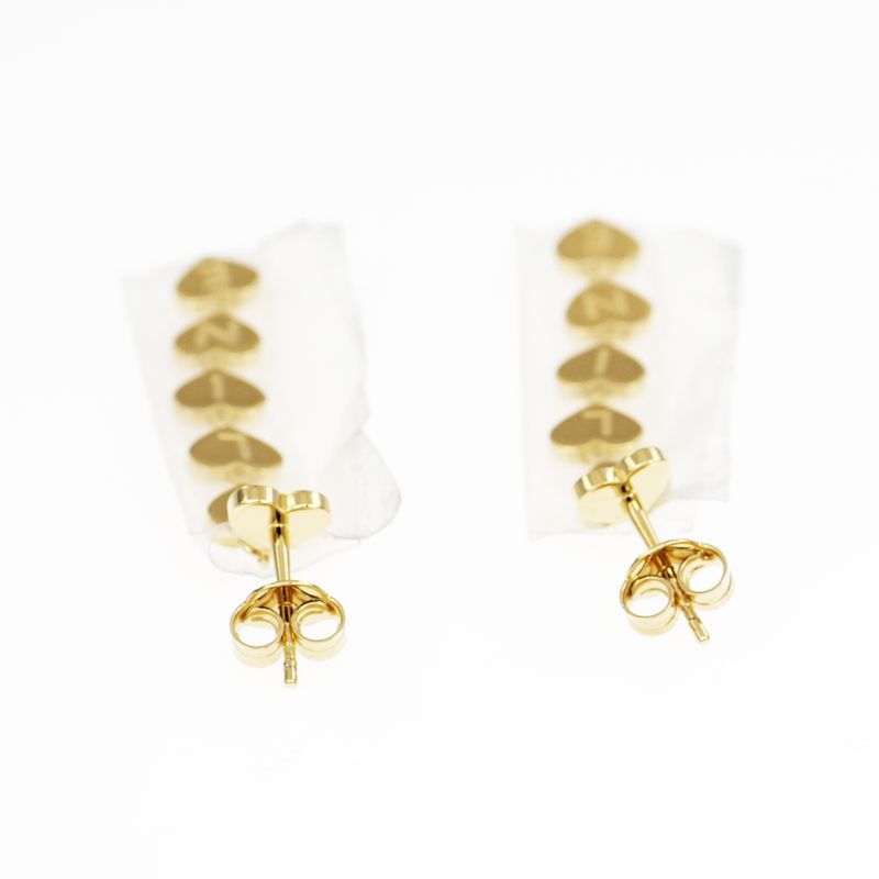 Celine Earrings Heart Logo Gold Color Pair Accessories Small Items