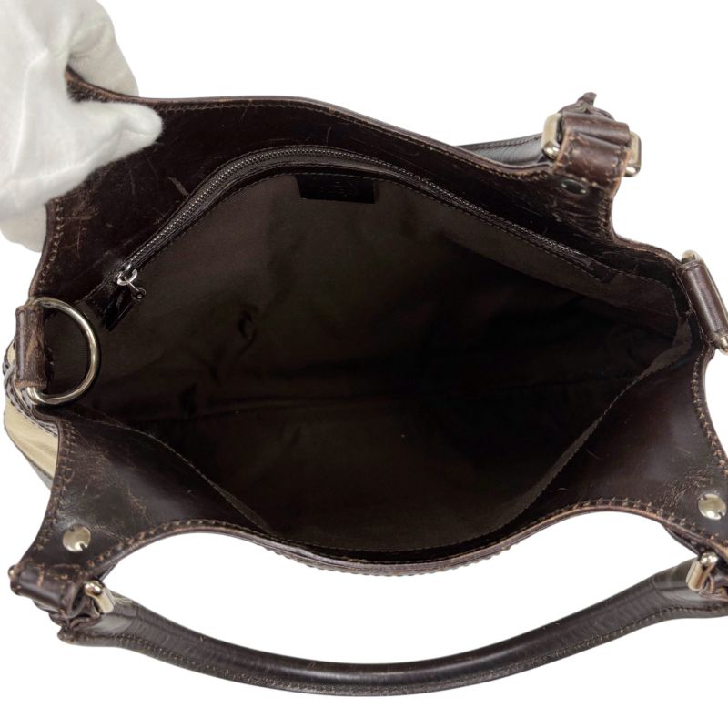 Gucci 114875 Sherry Line Interlocking G Handbag Brown Beige GG