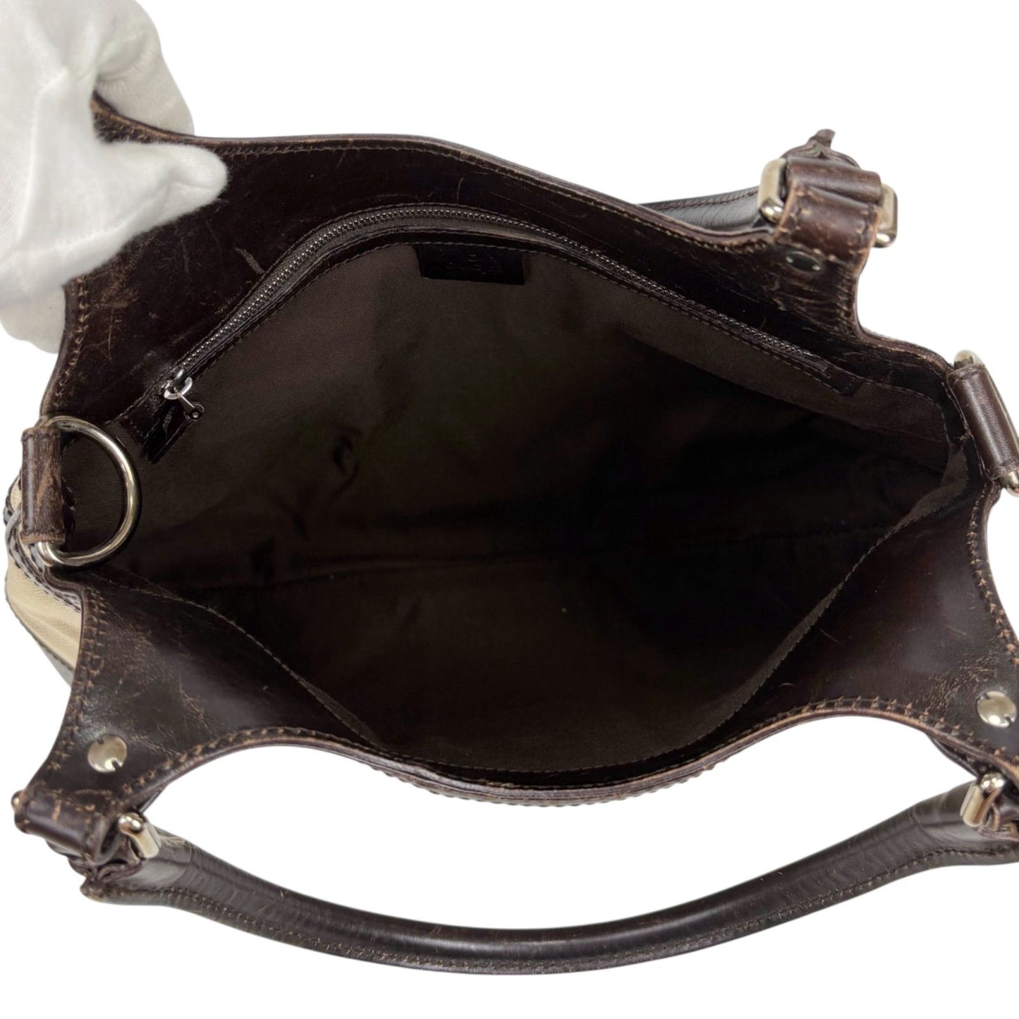 Gucci 114875 Sherry Line Interlocking G Handbag Brown Beige Gg