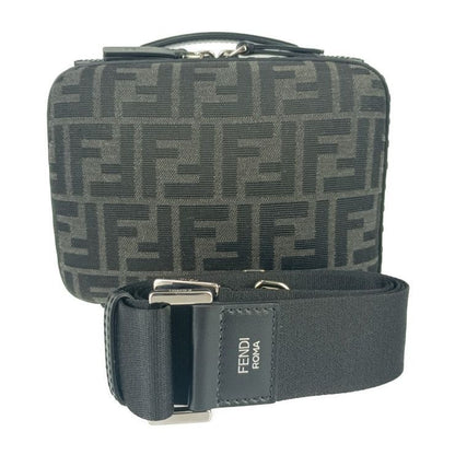 Fendi Shoulder Bag Zucca Mini Travel 7 Va552 Gray Black Canvas Leather