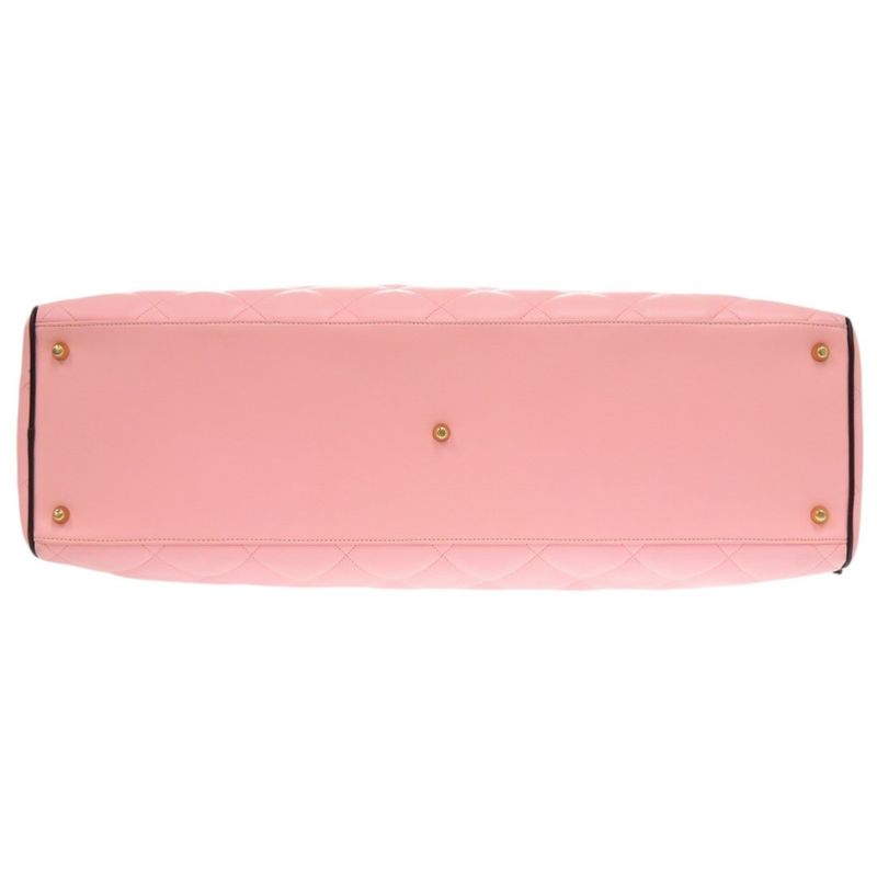 Chanel Matelasse Lambskin Pink Number 3 Logo Boston Bag 0475 Chanel