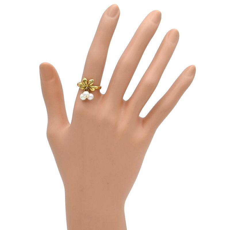 Christian Dior Ring Akoya Pearl Ring 18k Yellow Gold Pearl Yellow Gold Leaf