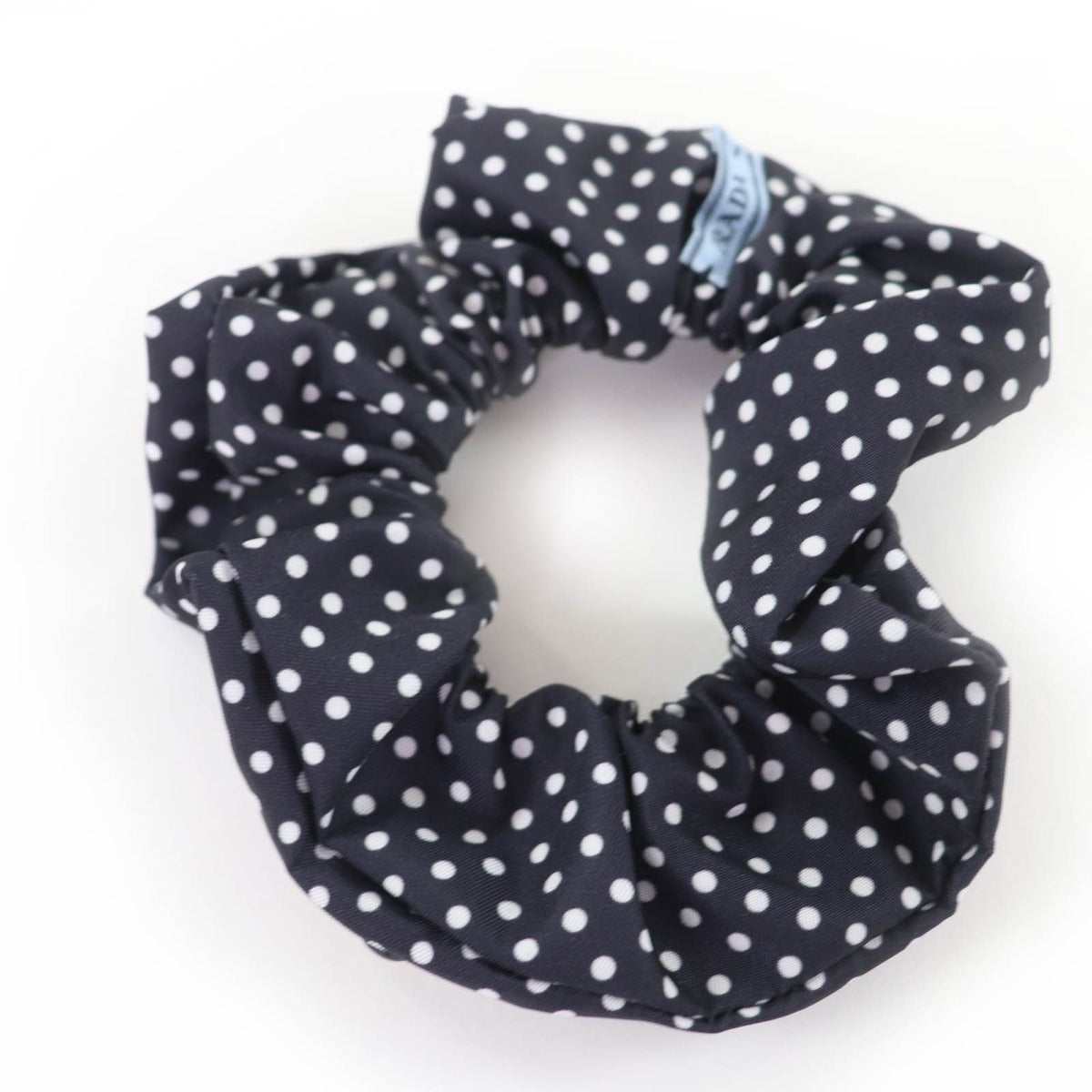 Prada Triangle Logo Plate Tessuto Dot Pattern Scrunchie Hair — view 6