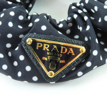 Prada Triangle Logo Plate Tessuto Dot Pattern Scrunchie Hair — view 7