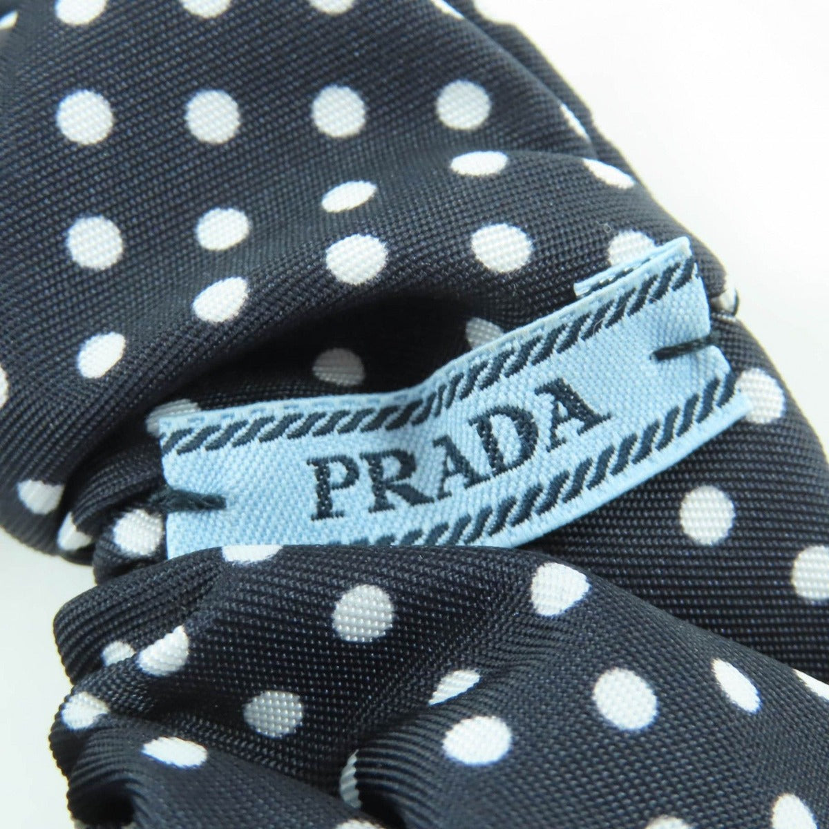 Prada Triangle Logo Plate Tessuto Dot Pattern Scrunchie Hair — view 8