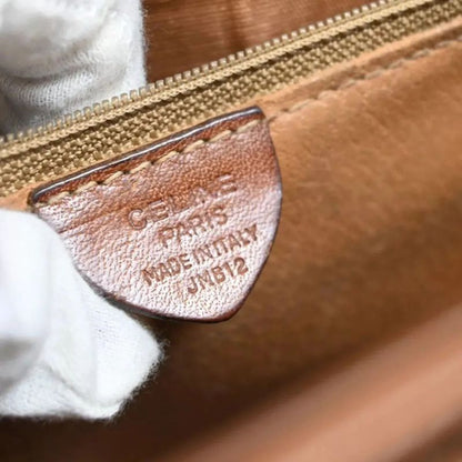 Celine Old Celine Shoulder Bag Macadam Pattern Brown Leather 04bs139