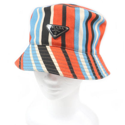 Prada 2hc137 Stripe Triangle Logo Triangle Plate Bucket Hat Orange Multicolor