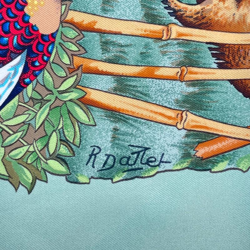 Hermes Carre 90 Sichuan Silk Scarf Green