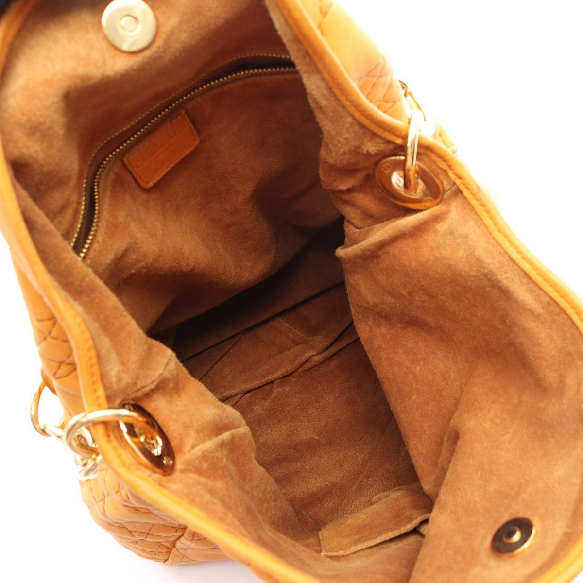 Dior Shoulder Bag Cannage Orange Leather — view 3