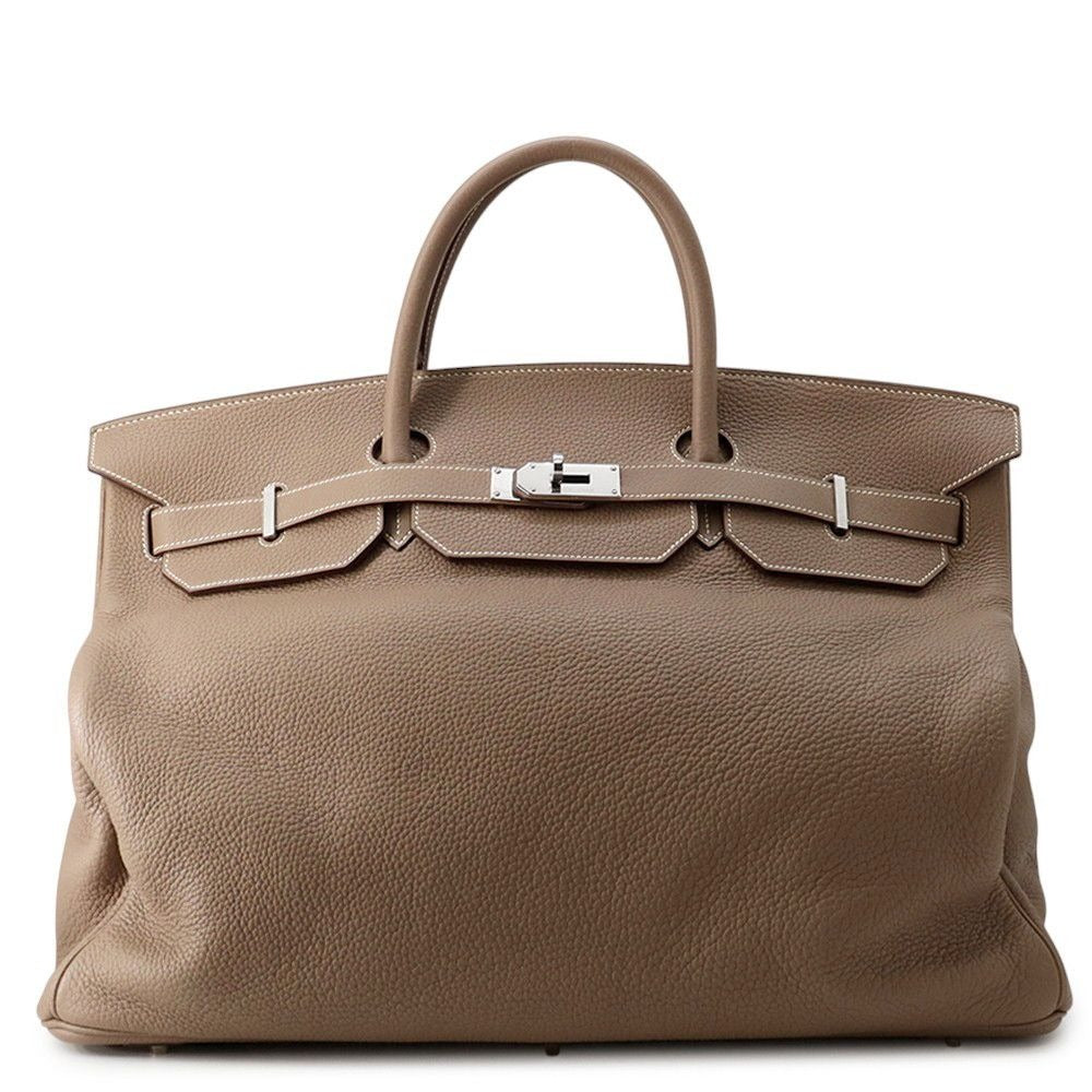 Hermes Handbag Birkin 50 Etoupe Silver Taurillon Clemence