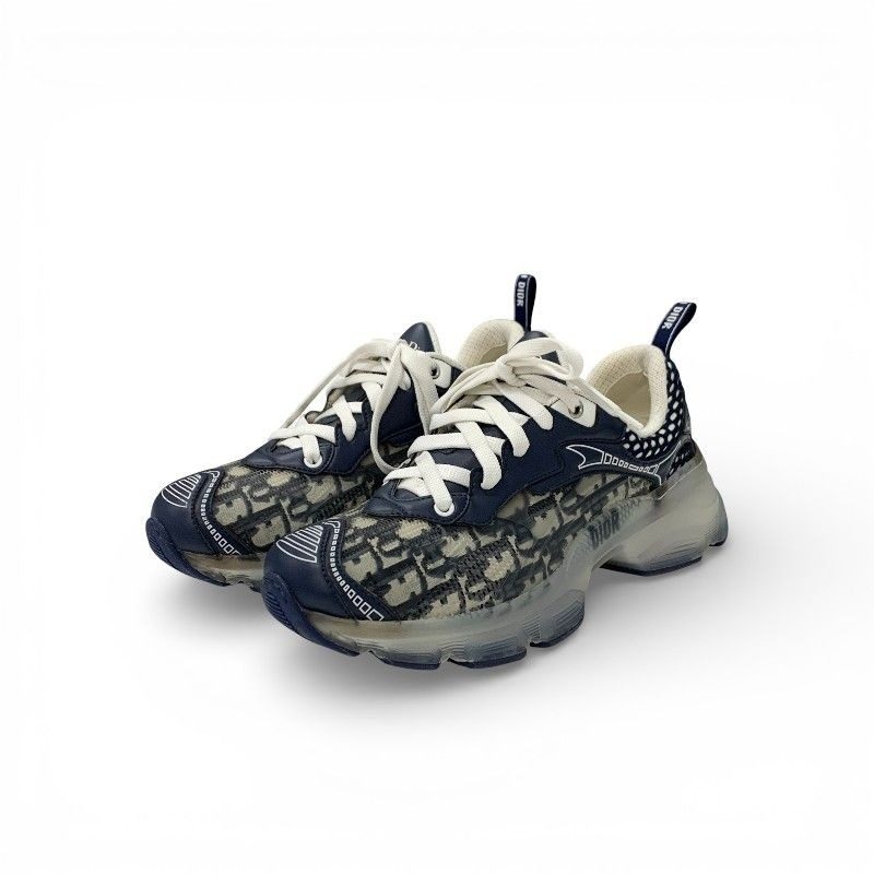 Dior Vibe Sneakers Shoes Leather Rubber Fabric Navy White Logo