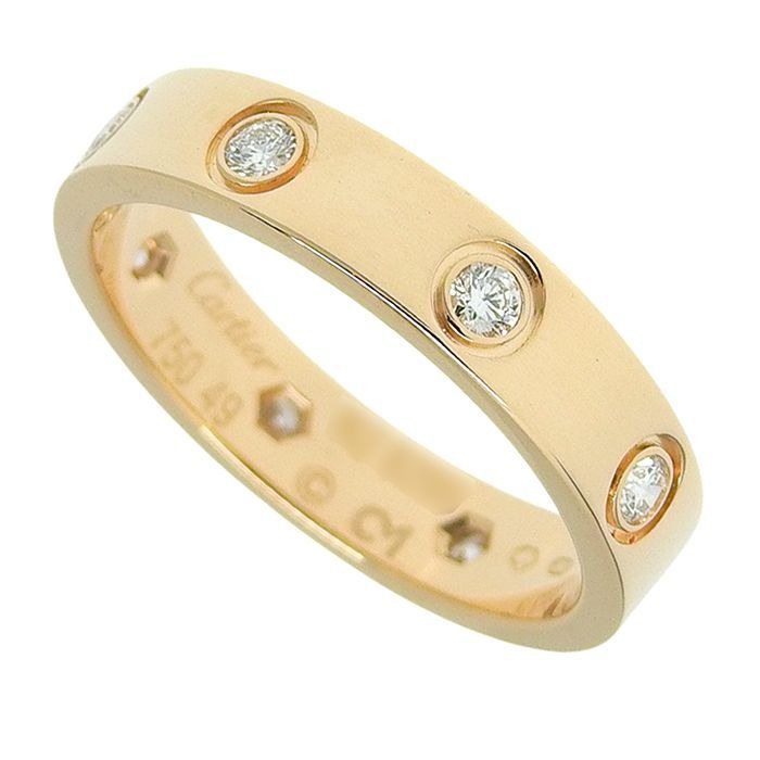 Cartier Mini Love 8 P Diamond Ring 18K Pink Gold 750 49