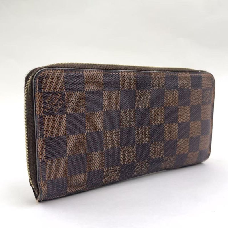 Louis Vuitton Zippy Wallet Damier Ebene Damier Ebene PVC Brown Round Zipper